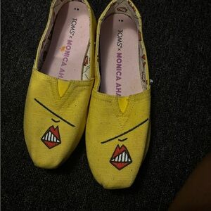Toms Yellow Espadrilles with Graphic Design